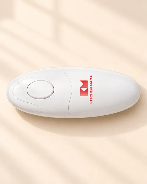 Kitchen Mama can opener from above, showing the single button