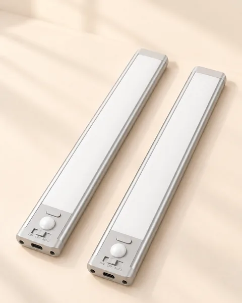 Two slim LED light bars with motion sensors and USB-C ports